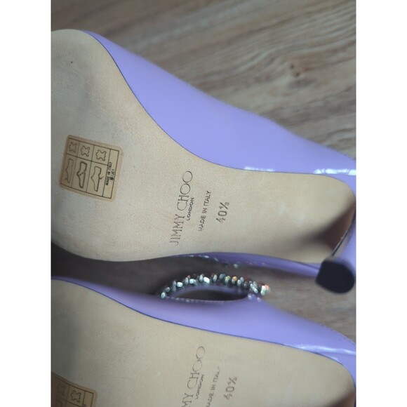 Jimmy Choo Bing 100 Lilac Patent Leather Slip On Mule Heels Womens EU 40.5 - Picture 15 of 16